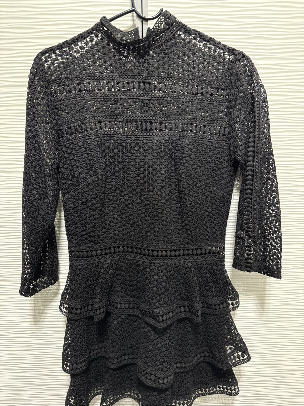Black Crochet Tiered Dress